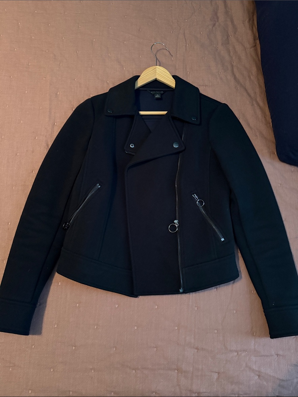 Ann Taylor Black Cotton Moto Jacket